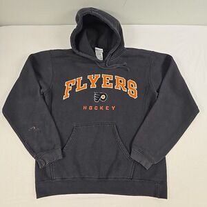 Vintage 90s Philadelphia Flyers Hoodie Sweatshirt Embroidered Size Medium NHL
